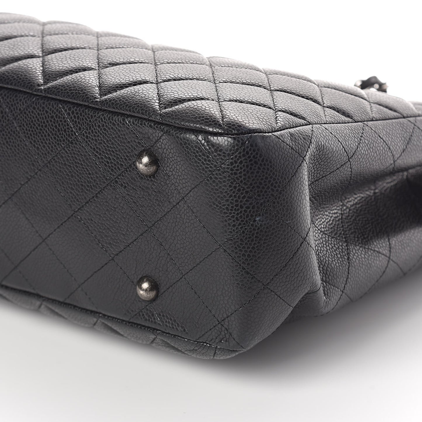 Calfskin Quilted Large CC Shopping Tote Black