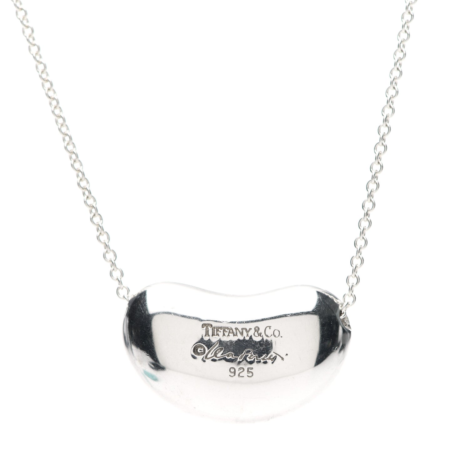 Sterling Silver 12mm Elsa Peretti Bean Pendant Necklace