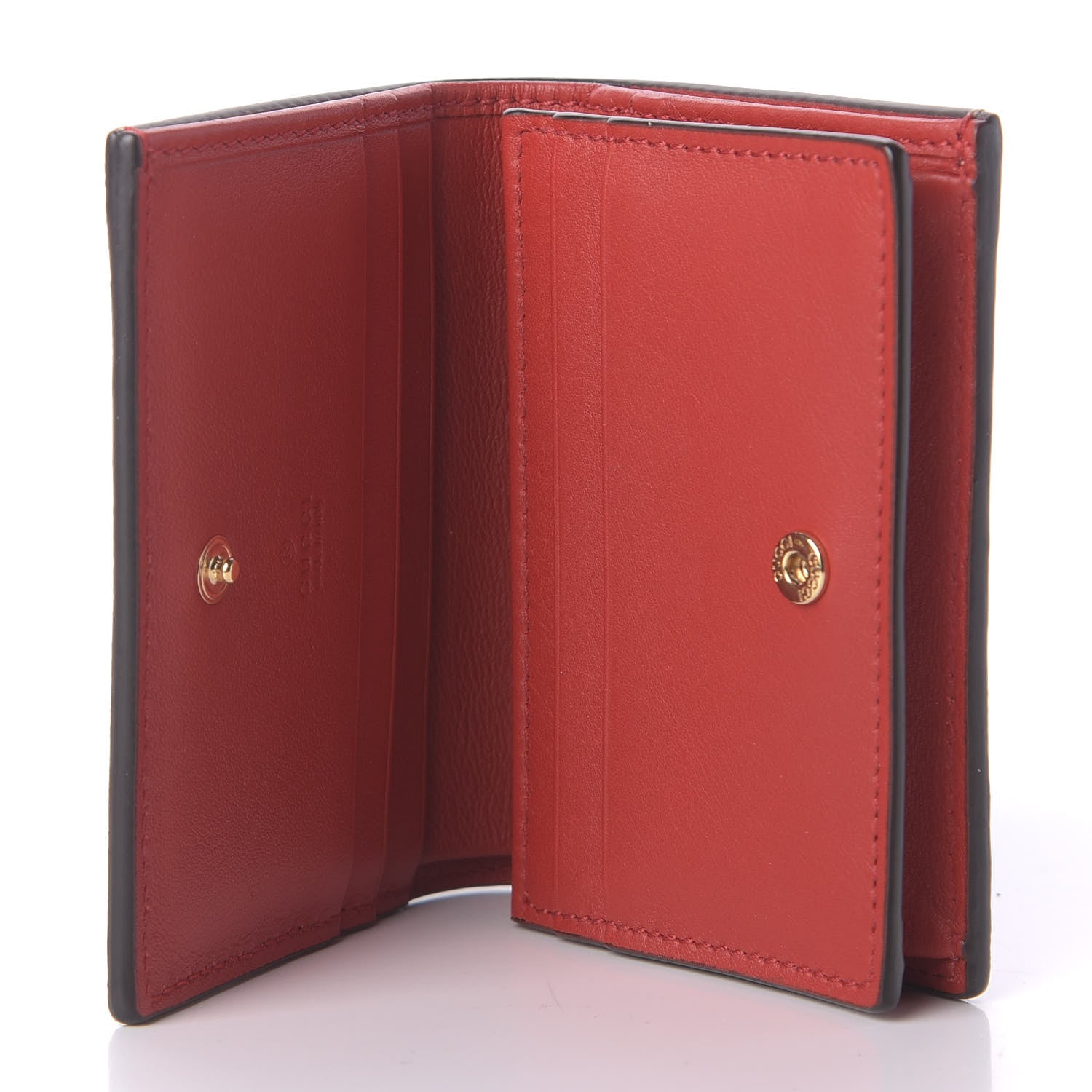 Gucci GG Supreme Monogram Apple Card Case Wallet Beige Multicolor Lobster Red 5 of 7