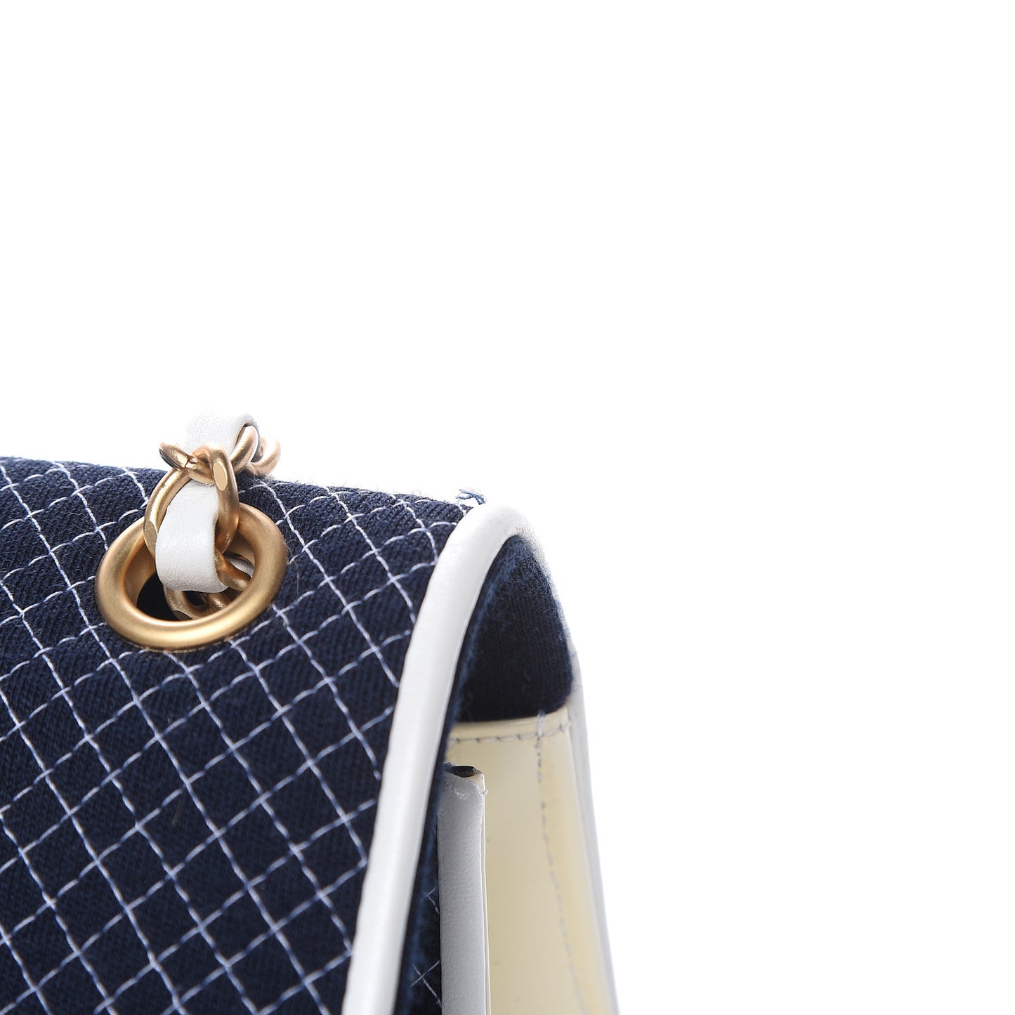 Patent Jersey Quilted Single Flap Navy