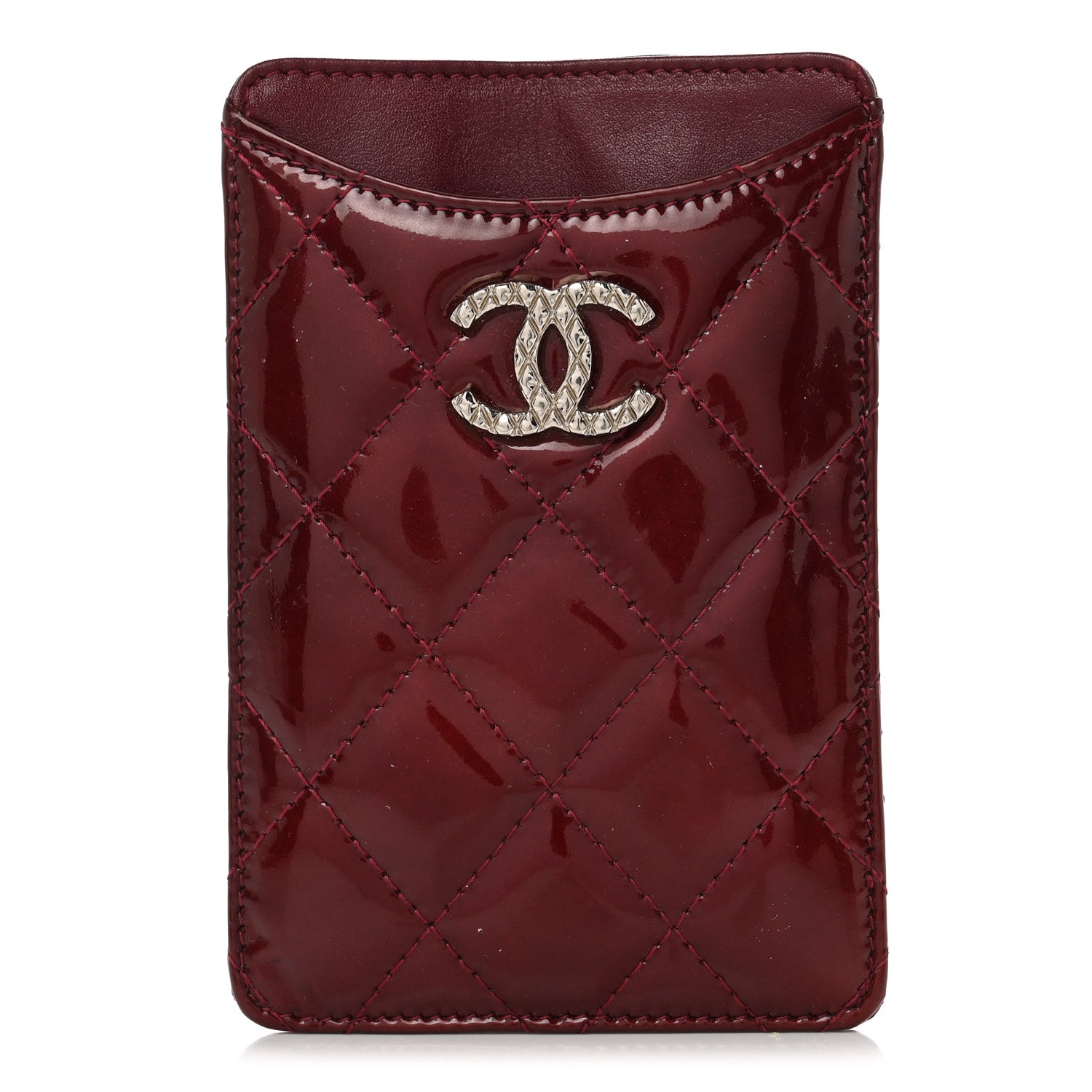 Chanel Patent Quilted Brilliant iPhone Case Burgundy 1 of 8