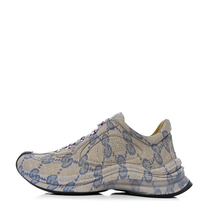 Gucci Ultralight Plume Calfskin Monogram Printed Womens Gucci Run Sneakers 37.5 Beige Blue 1 of 9