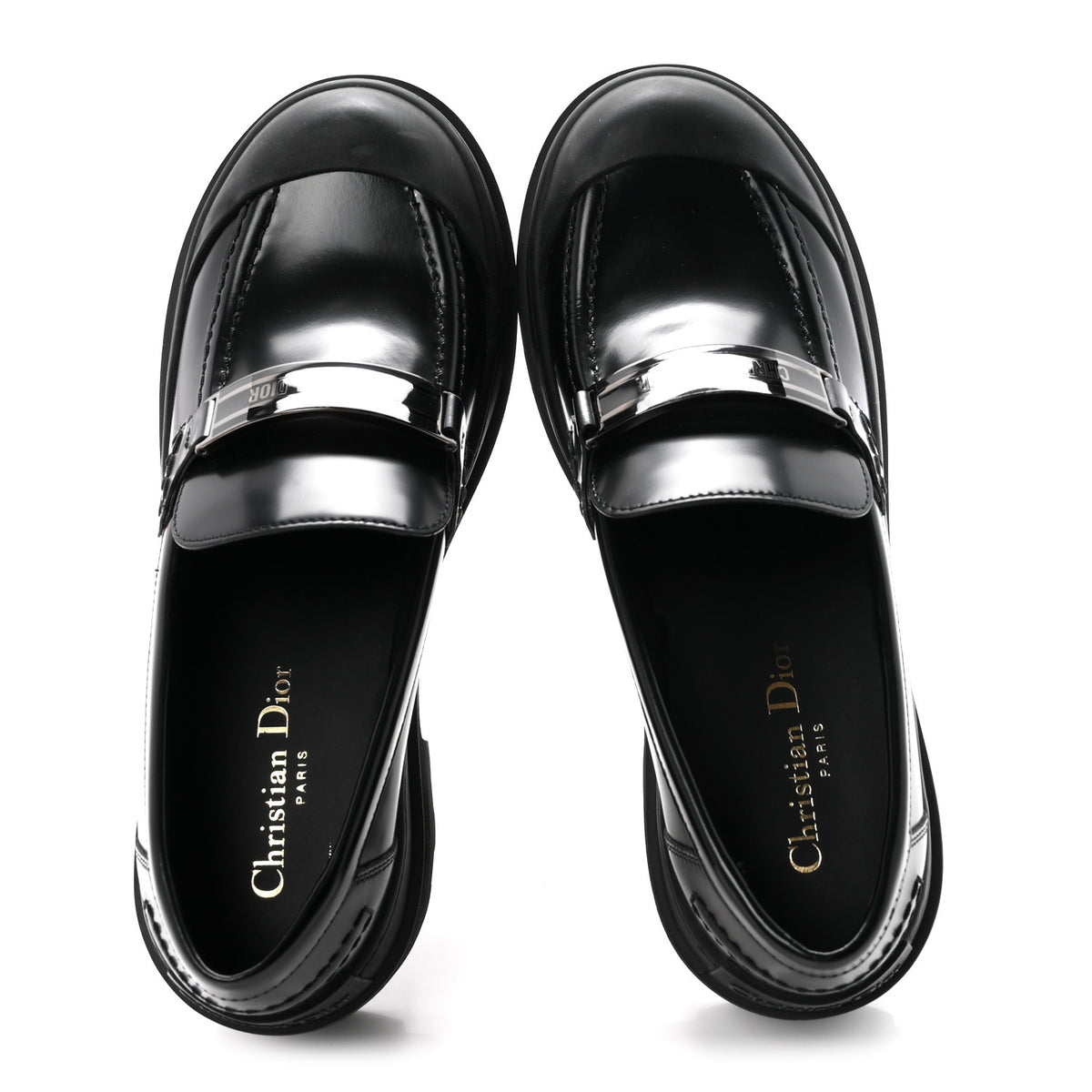 Christian Dior Brushed Calfskin Rubber Dior Code Cap Toe Lug Sole 35mm Loafers 39 Black 2 of 9