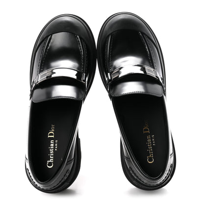 Christian Dior Brushed Calfskin Rubber Dior Code Cap Toe Lug Sole 35mm Loafers 39 Black 2 of 9