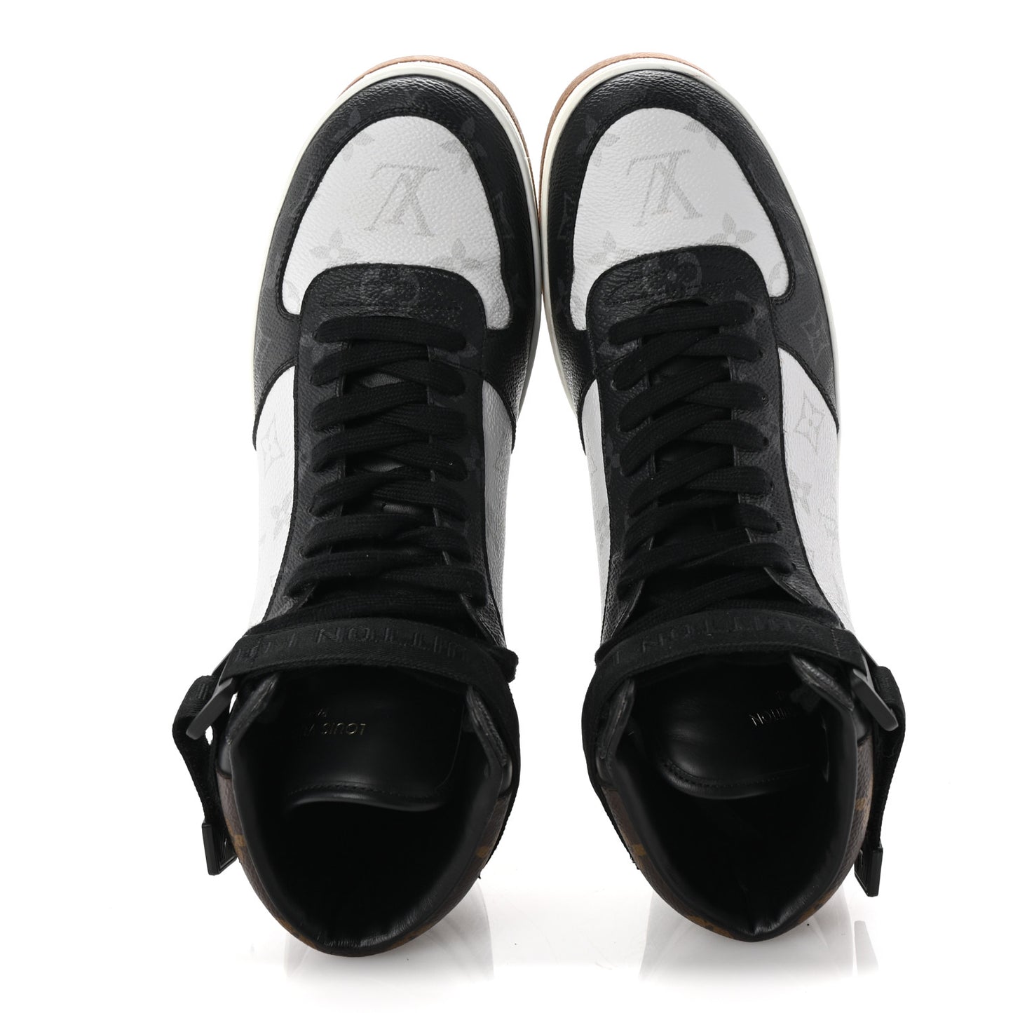 Calfskin Monogram Mens Rivoli High Top Sneakers 8 Black
