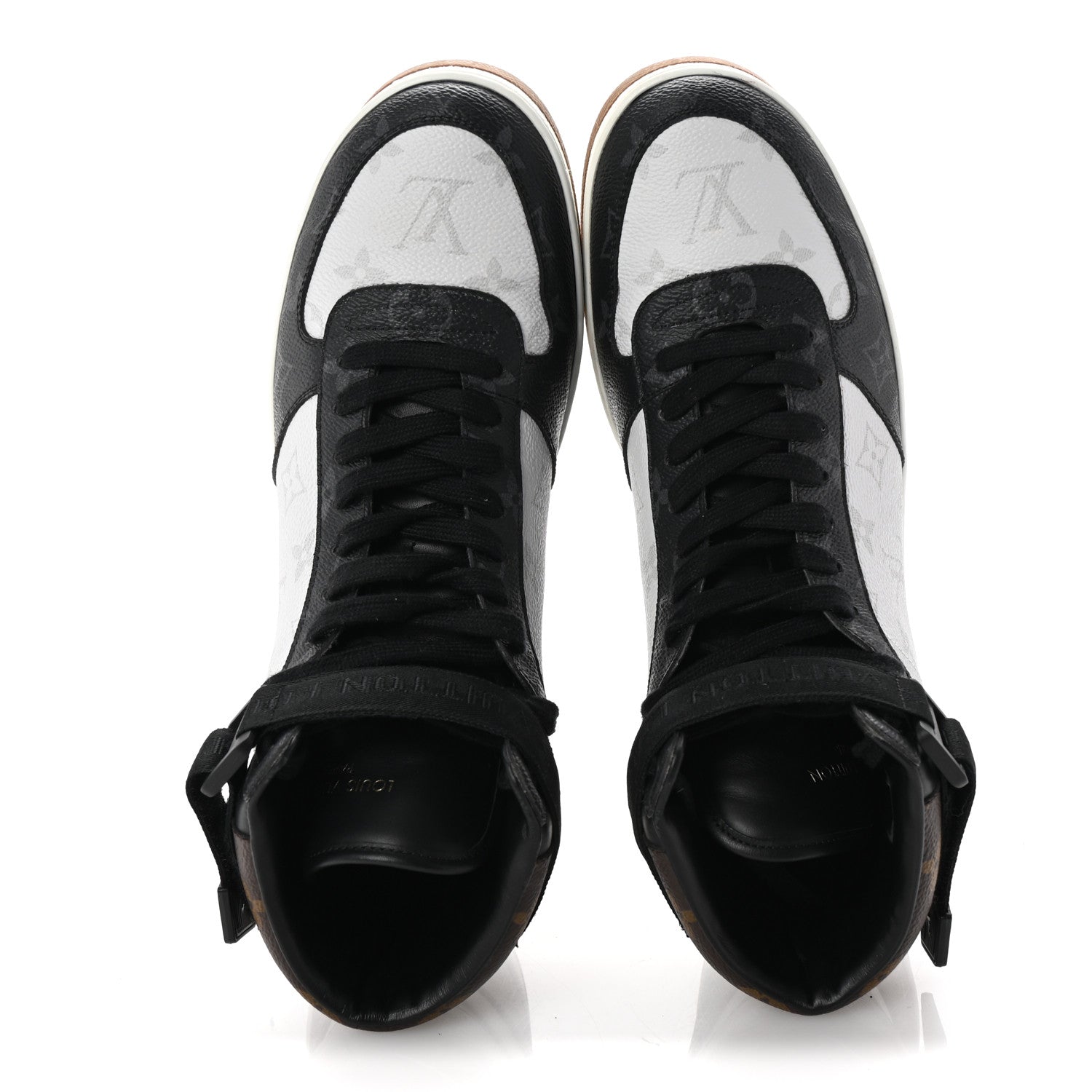 Louis Vuitton Calfskin Monogram Mens Rivoli High Top Sneakers 8 Black 2 of 10