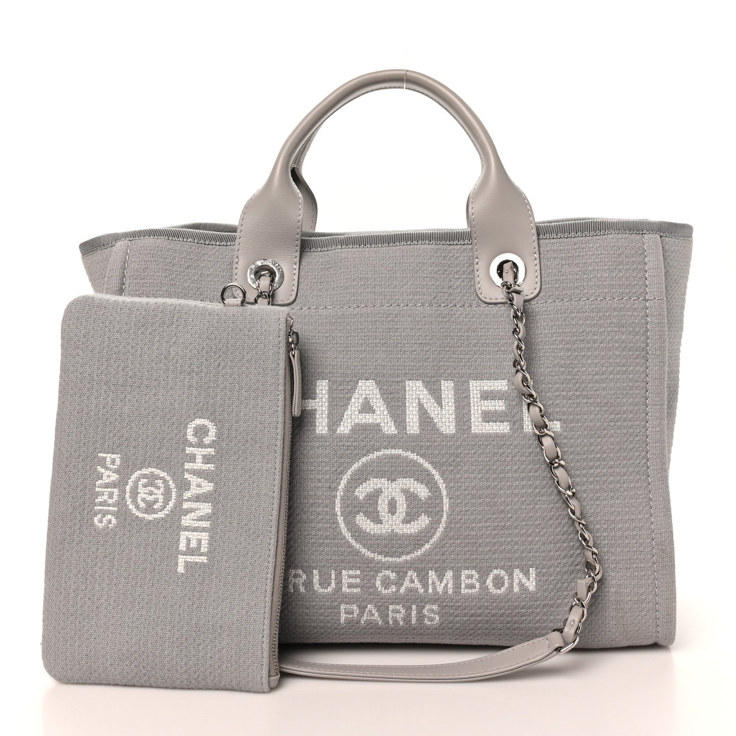 Chanel Mixed Fibers Small Deauville Tote Light Grey 2 of 11