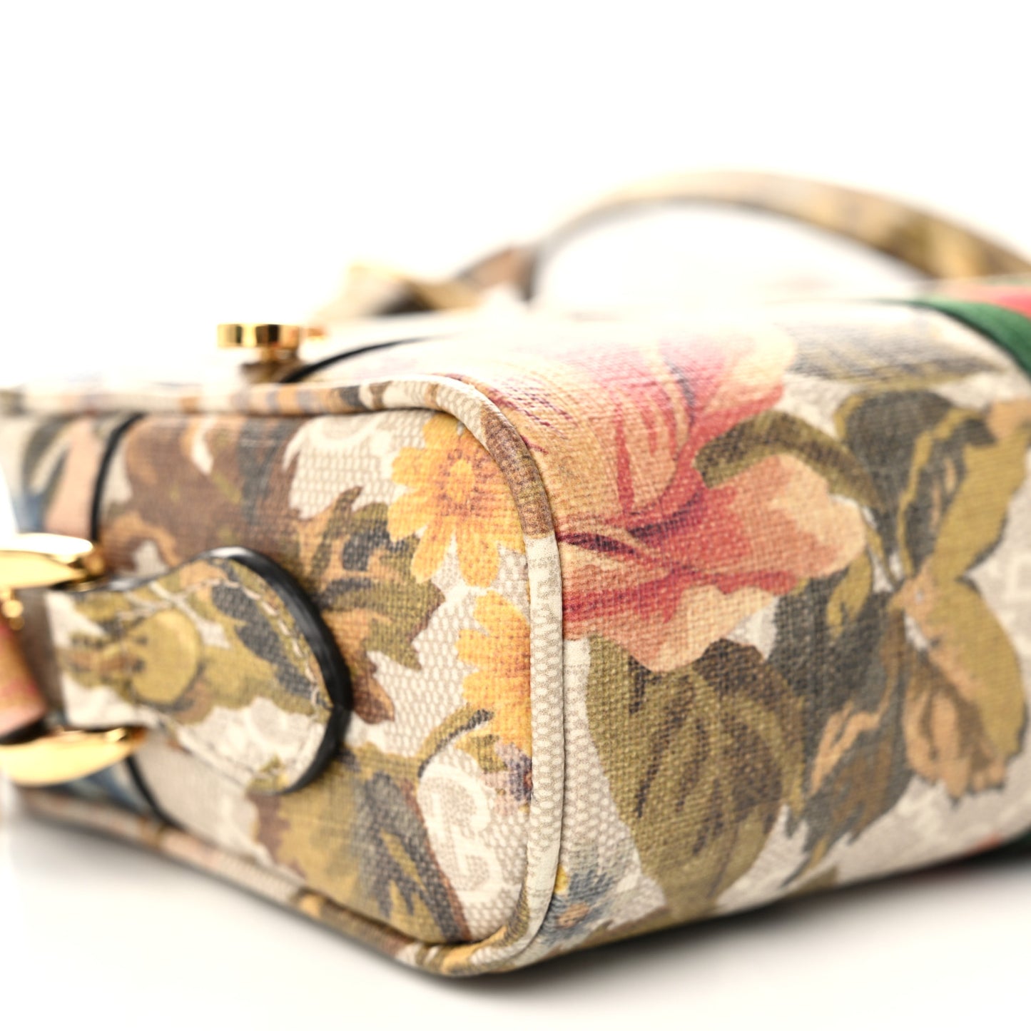 GG Supreme Monogram Water Flora Web Mini Ophidia Shoulder Bag Beige White Multicolor