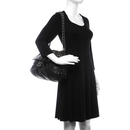 Chanel Crumpled Caviar Quilted Maxi Elastic Flap Black 2 of 15