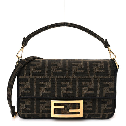 Fendi Fabric Jacquard FF 1974 Mini Baguette Tobacco Moro Black 1 of 11