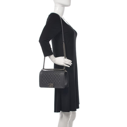 Chanel Caviar Quilted Medium Boy Flap Charcoal 2 of 12