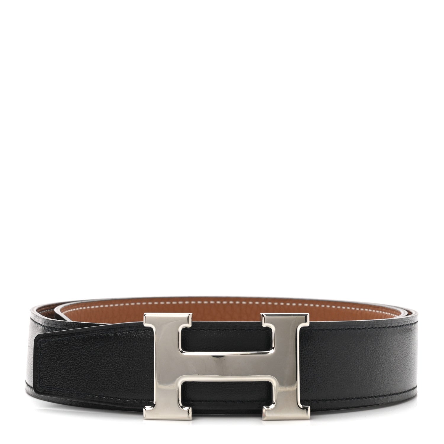 Hermes Box Togo 32mm H Belt 80 Black Gold 1 of 6