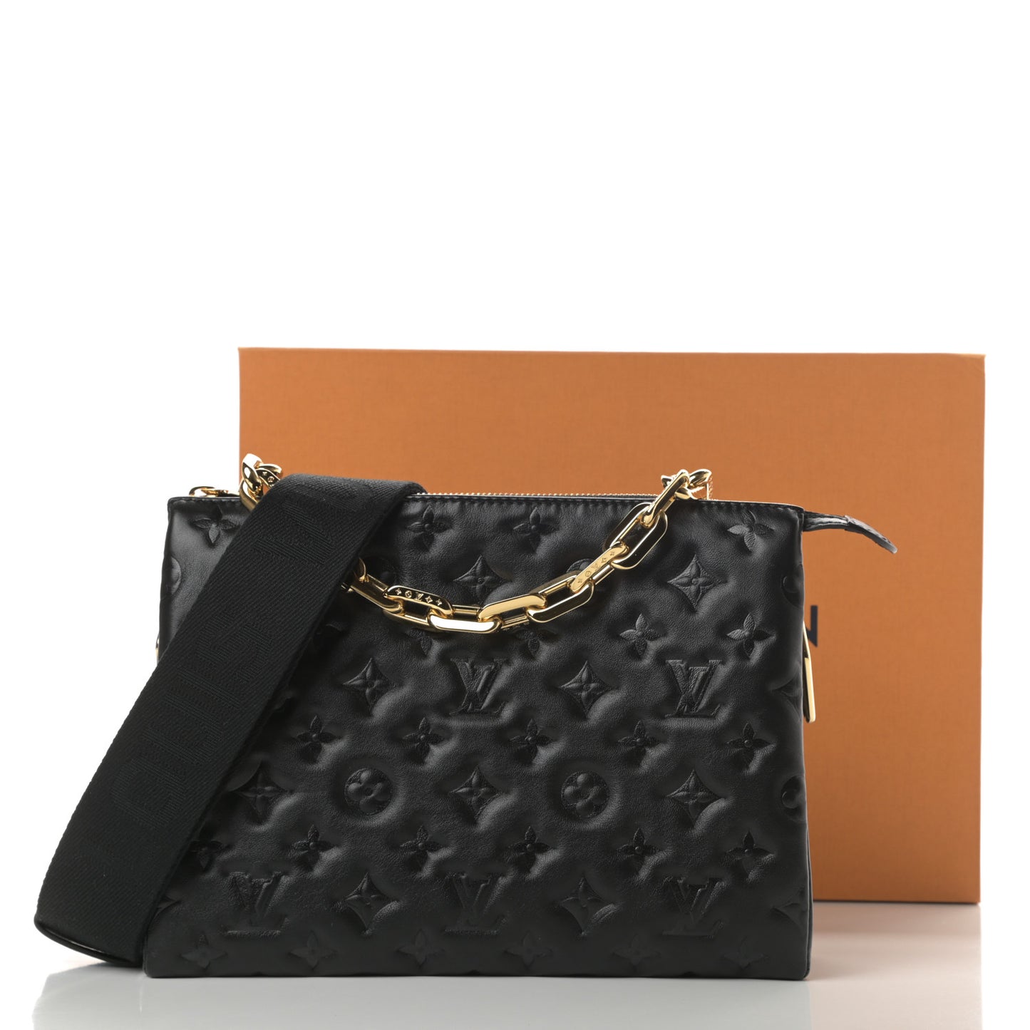 Lambskin Embossed Monogram Coussin PM Black