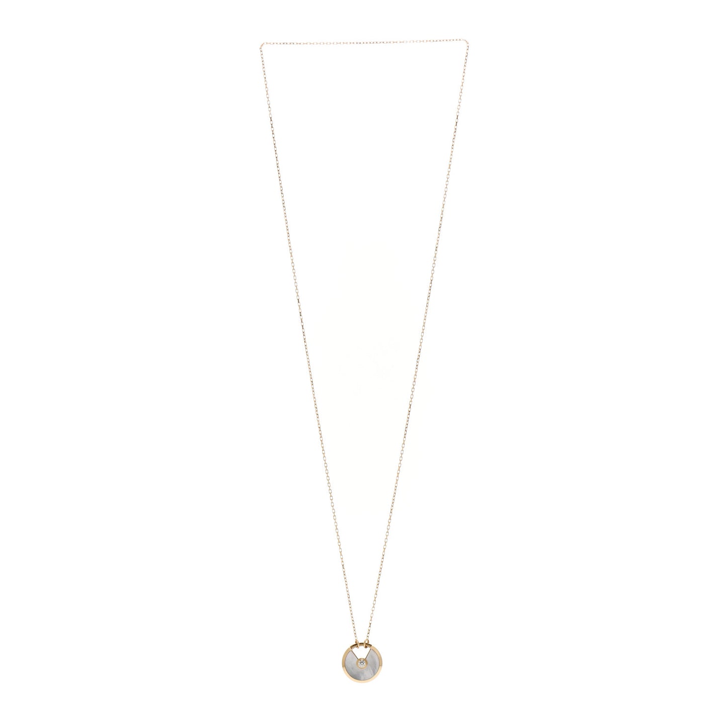 18K Yellow Gold Diamond Mother of Pearl SM Amulette de Cartier Pendant Necklace