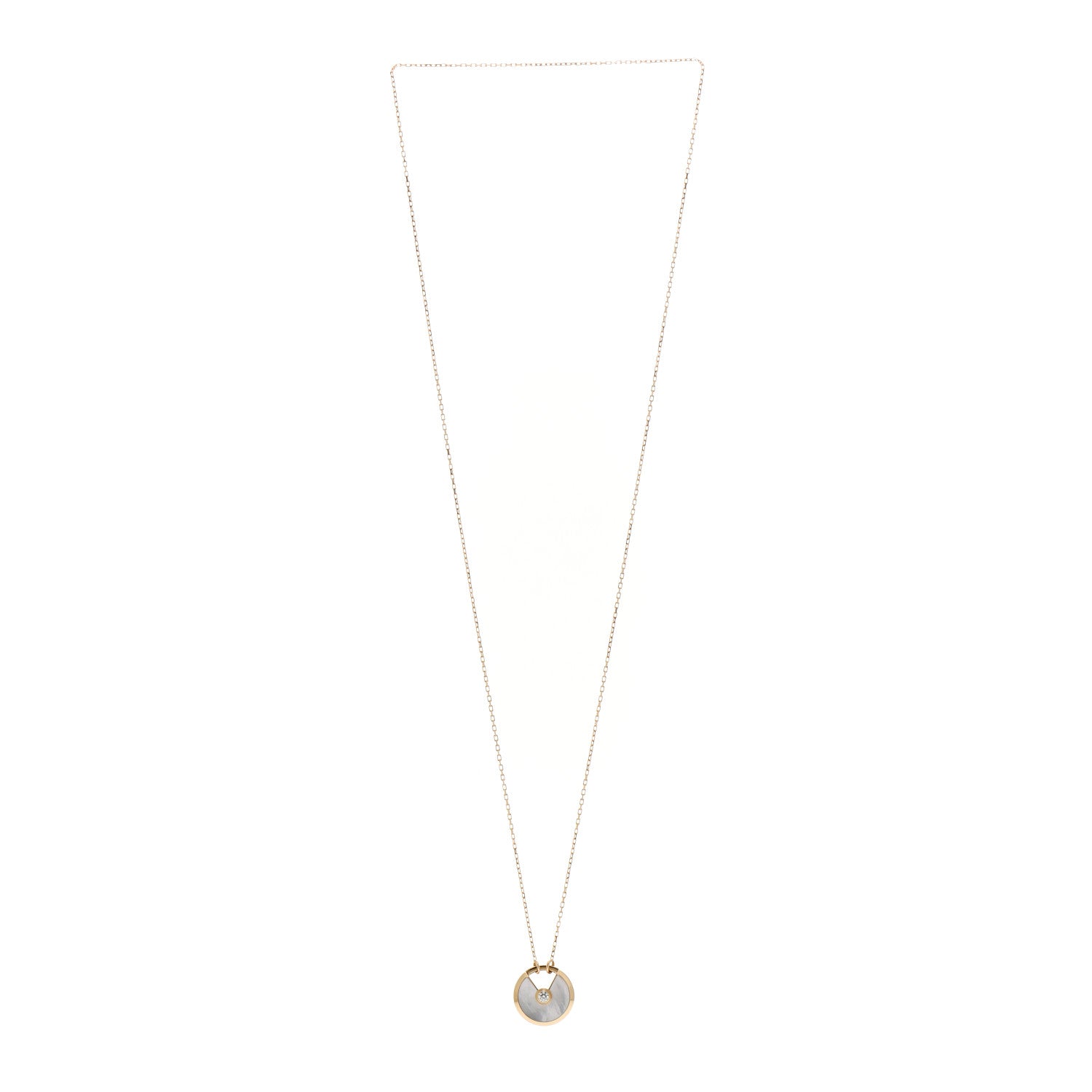 Cartier 18K Yellow Gold Diamond Mother of Pearl SM Amulette de Cartier Pendant Necklace 3 of 5