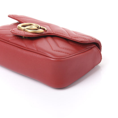 Gucci Calfskin Matelasse Super Mini GG Marmont Shoulder Bag Hibiscus Red 6 of 10