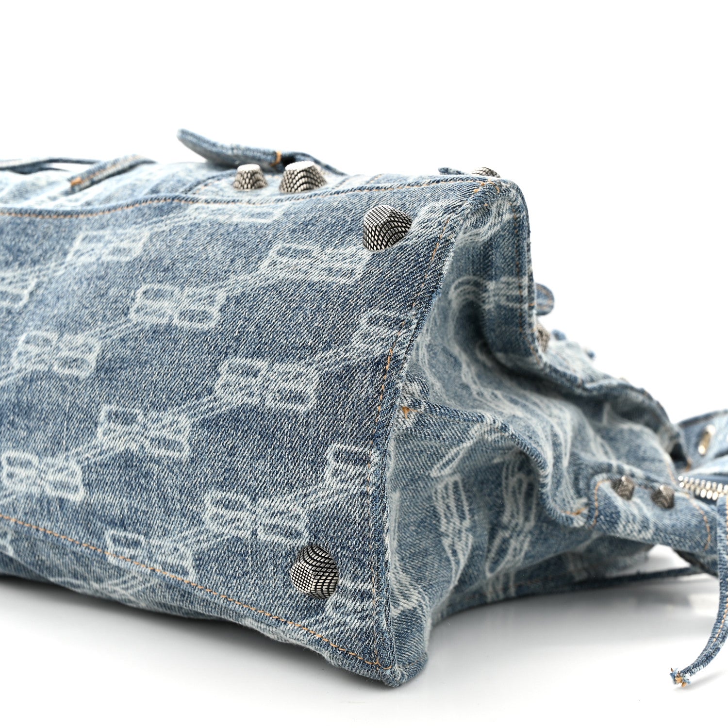 Balenciaga Denim BB Monogram Neo Cagole City Handbag Blue 10 of 11