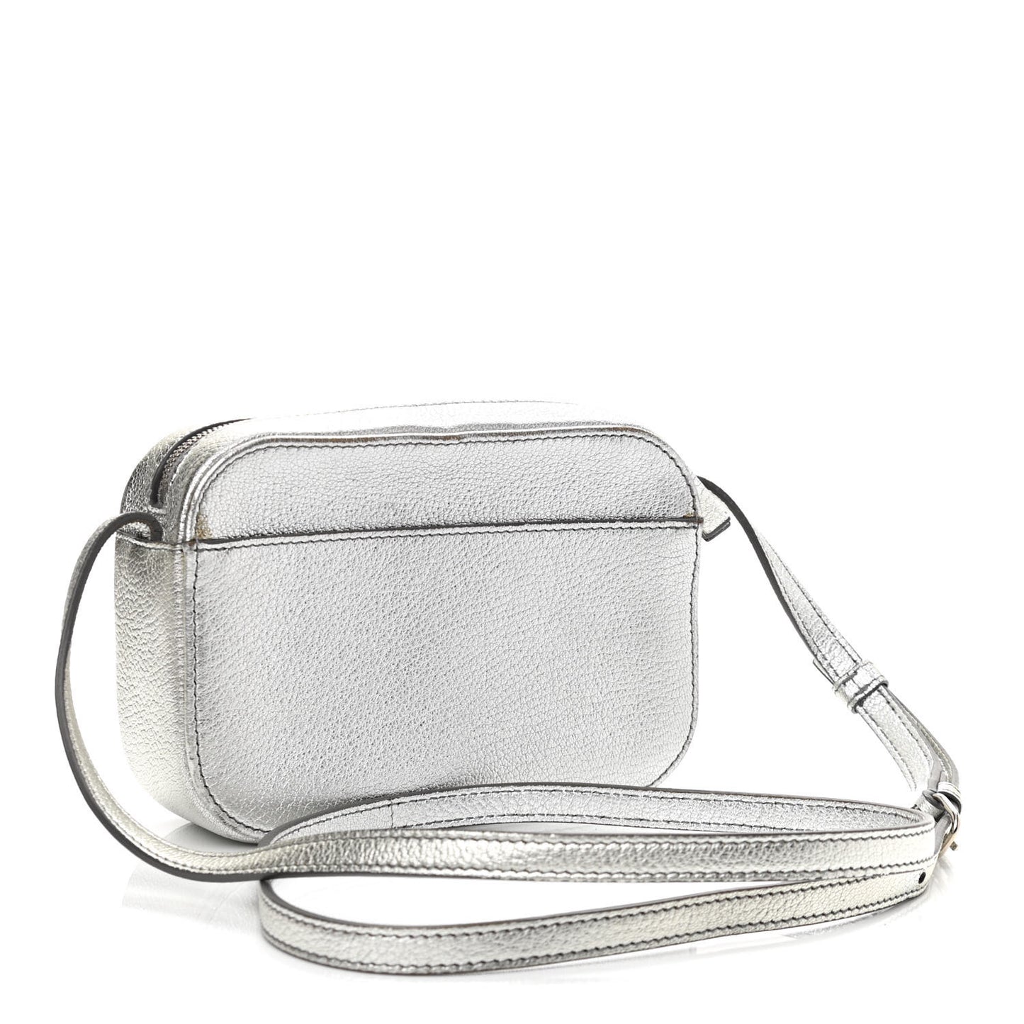 Metallic Goatskin Logo XS Everyday Camera Bag Argent Black
