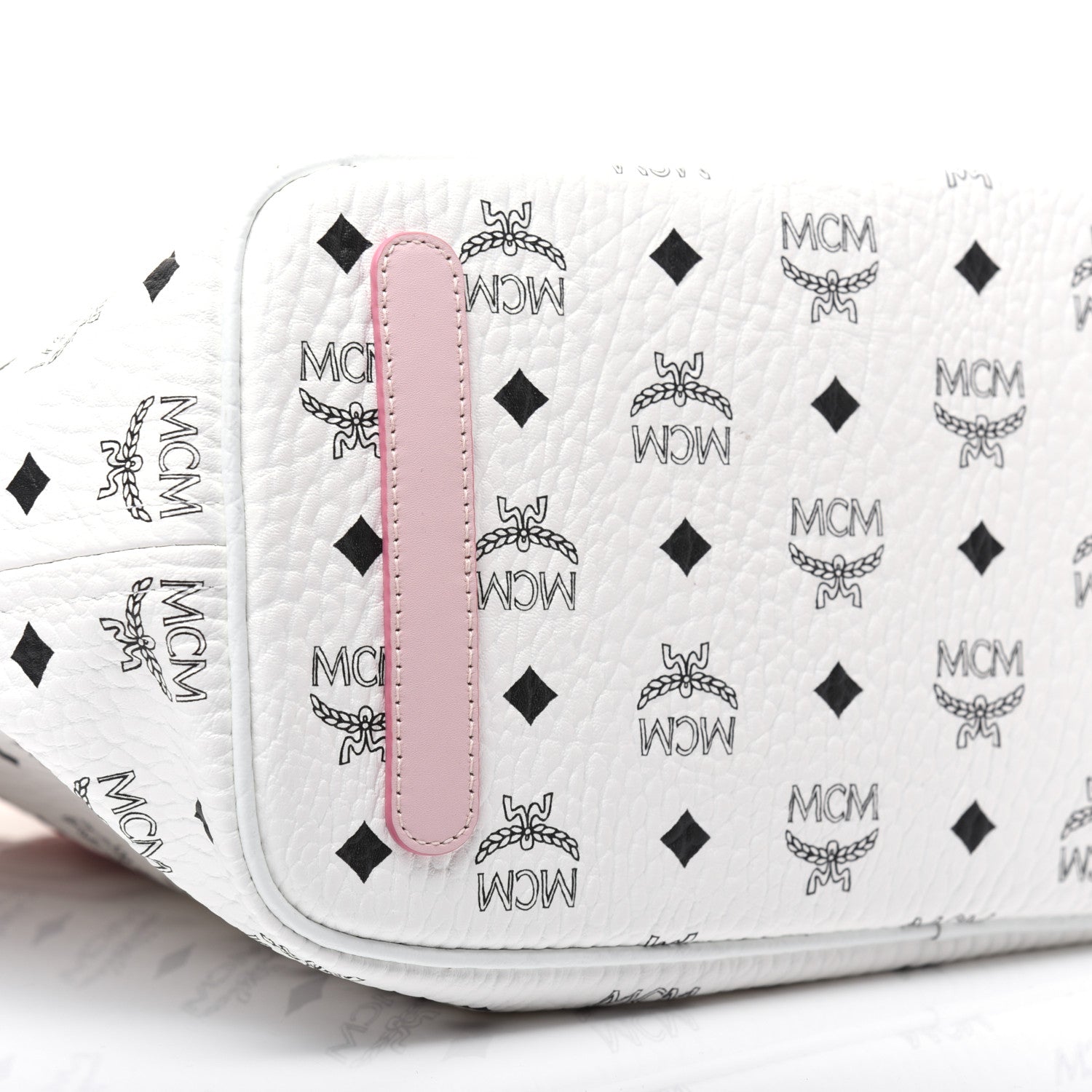 MCM Visetos Medium Liz Reversible Shopper Tote White Powder Pink 10 of 16