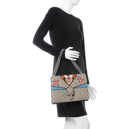 Gucci GG Supreme Monogram Angry Cat Embroidered Medium Dionysus Shoulder Bag Beige Ultramarine 3 of 9