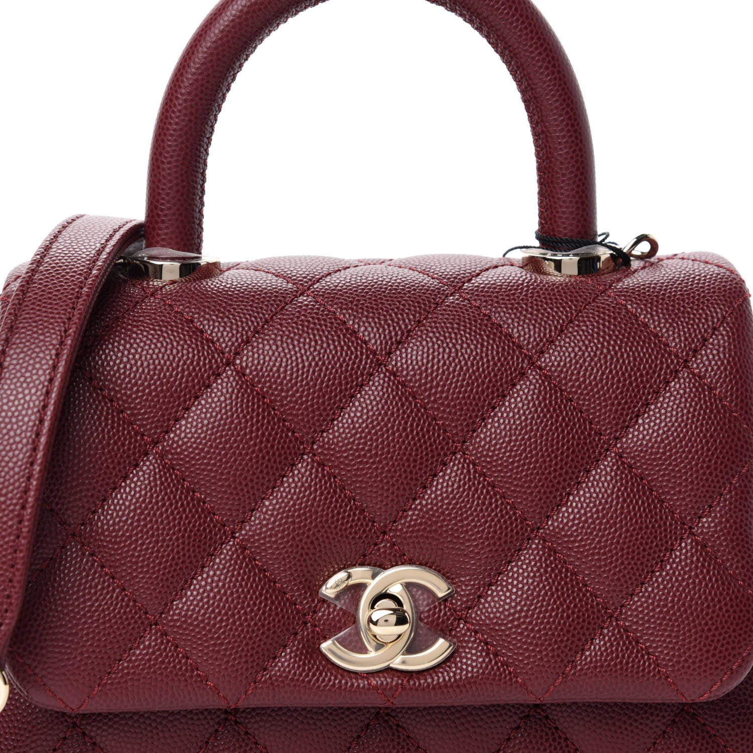 Chanel Caviar Quilted Extra Mini Coco Handle Flap Burgundy 10 of 11