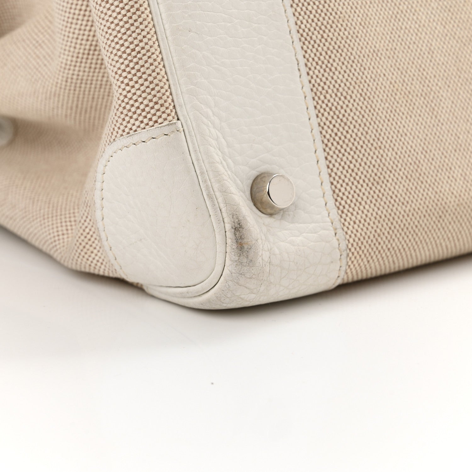 Hermes Toile Taurillon Clemence Birkin 35 White 10 of 33