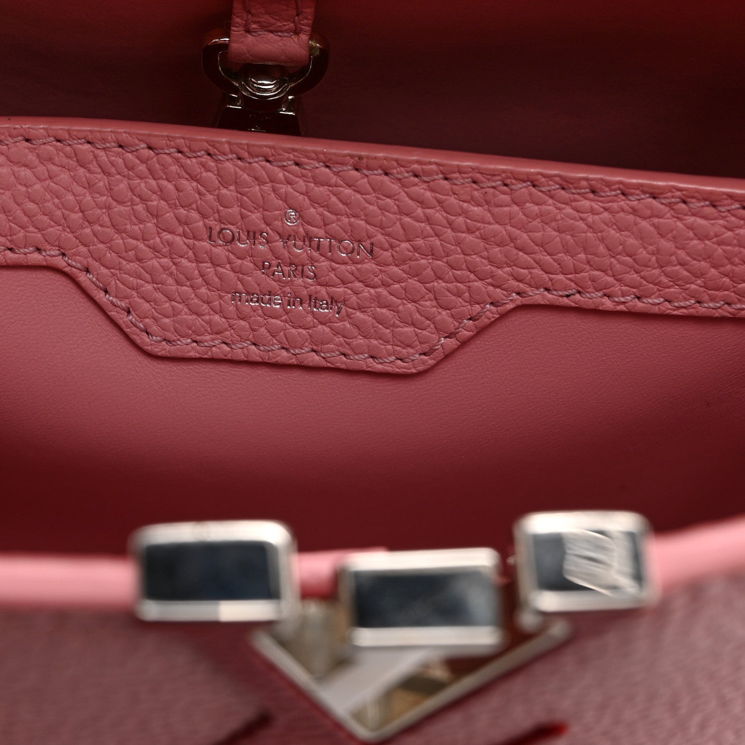 Louis Vuitton Taurillon Capucines BB Pink Dark Red 6 of 10