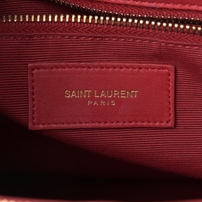 Saint Laurent Smooth Calfskin Matelasse Chevron Monogram Shopping Bag Red 5 of 15