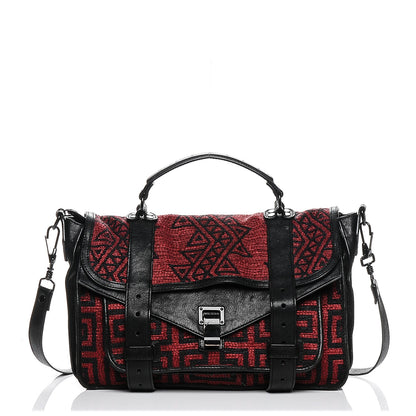 Proenza Schouler Calfskin Fabric Mochila Medium PS1 Satchel Red Black 1 of 11