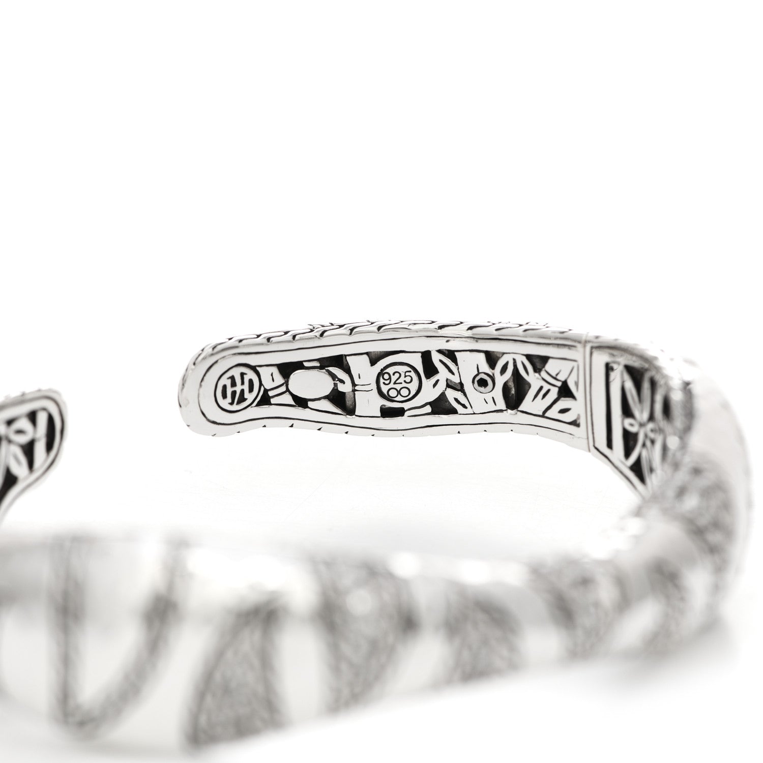 John Hardy Sterling Silver White Topaz Palu Macan Cuff Bracelet 3 of 4
