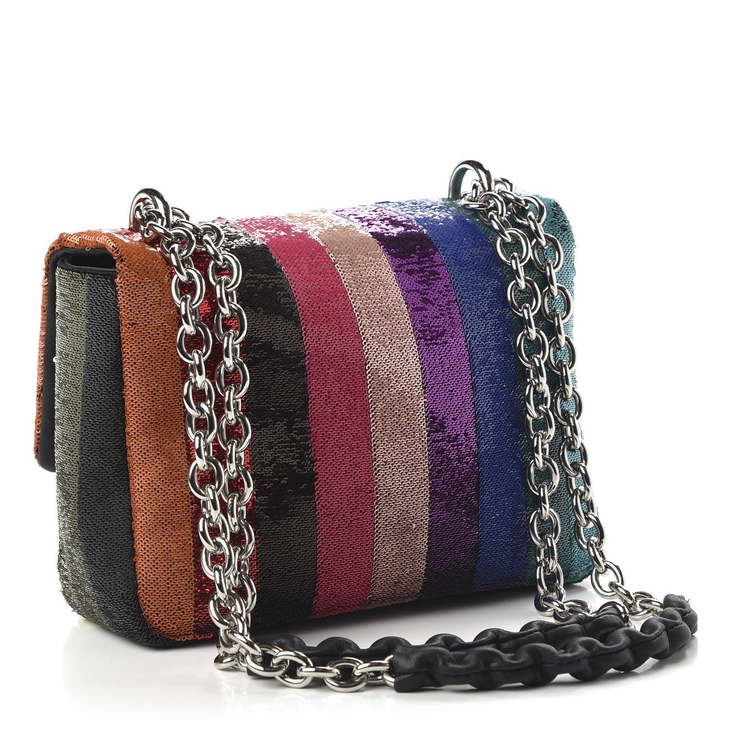 Sequin Soft Rainbow Large Natalia Chain Bag Multicolor