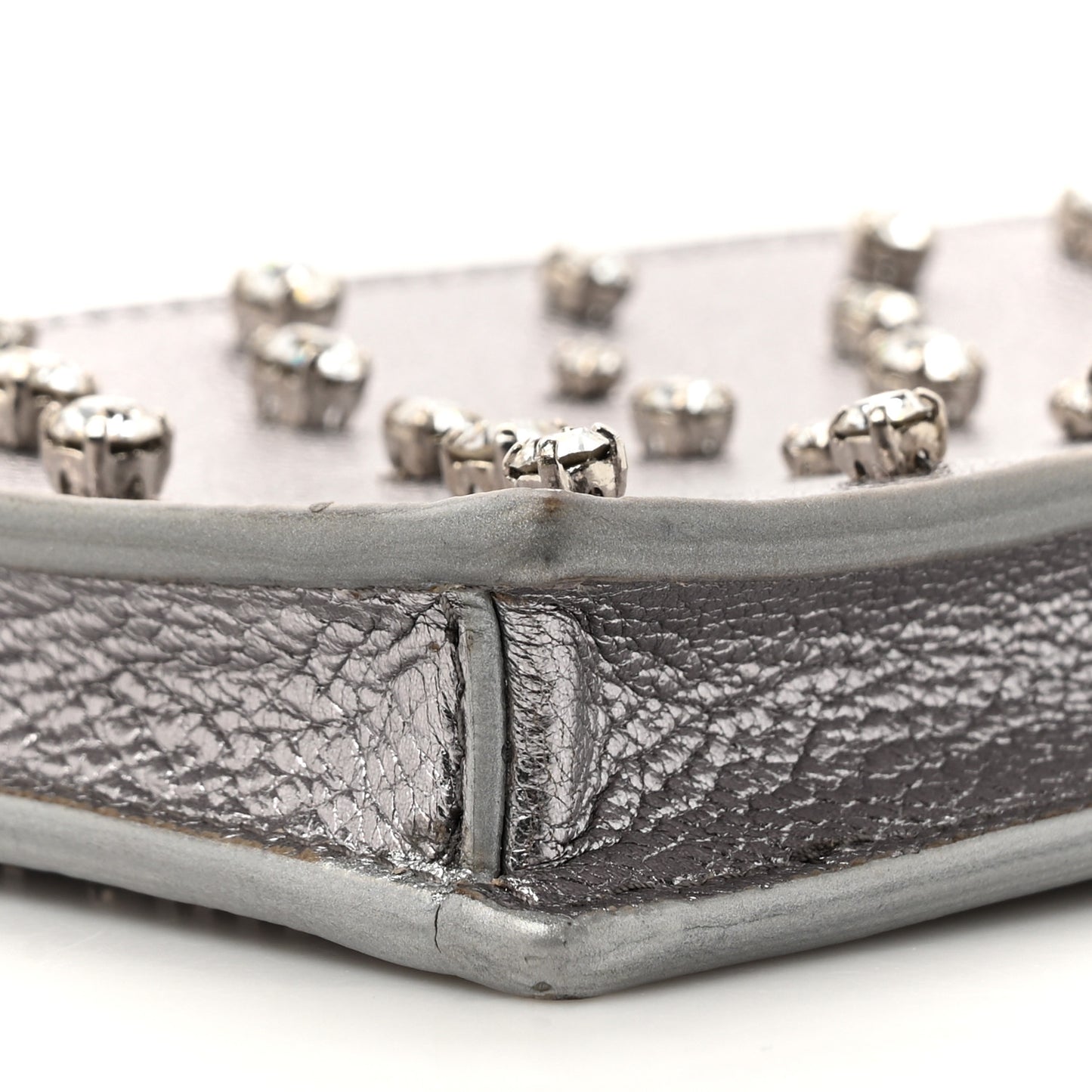 Calfskin Crystal Crossbody Silver