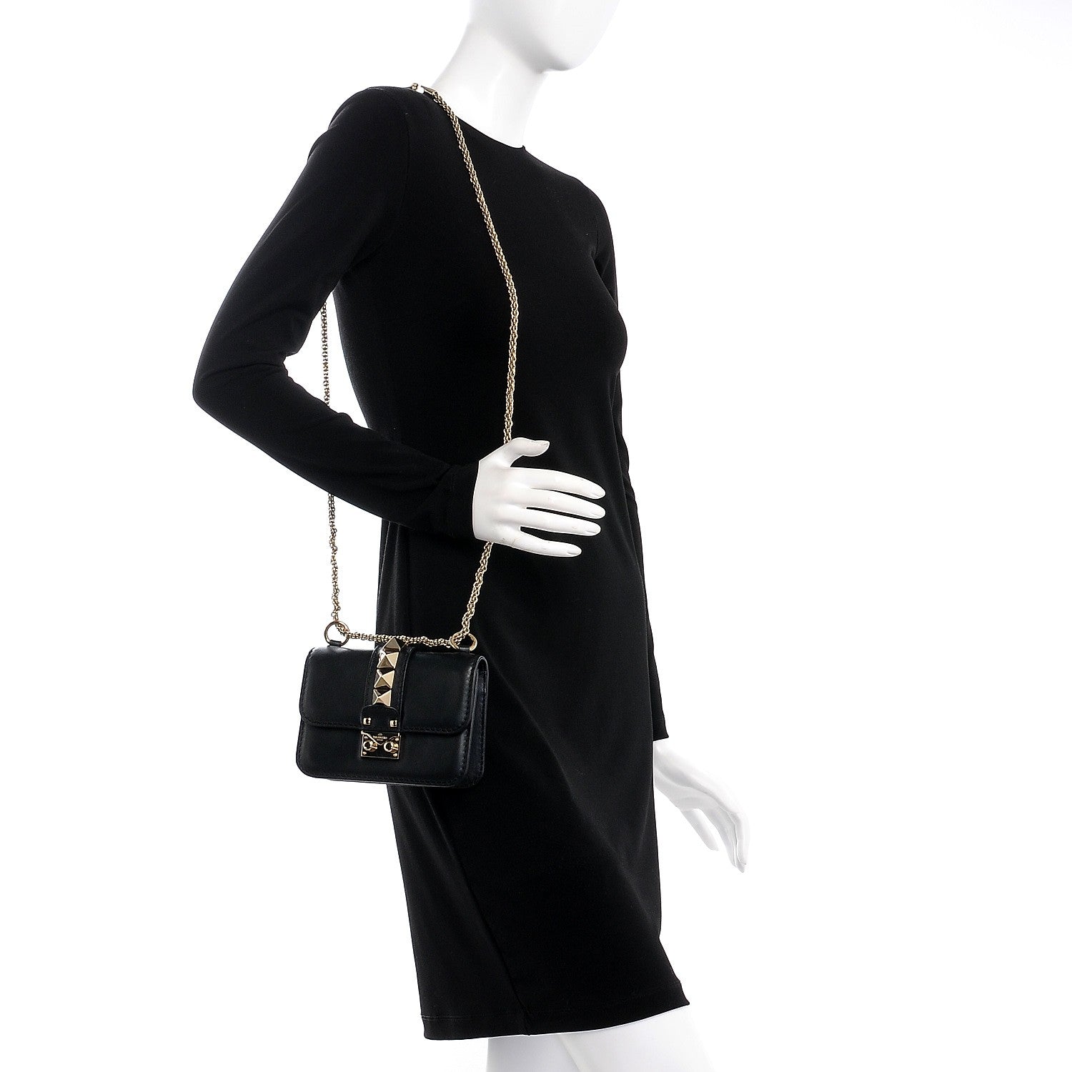 Valentino Garavani Vitello Mini Glam Lock Rockstud Flap Black 2 of 7