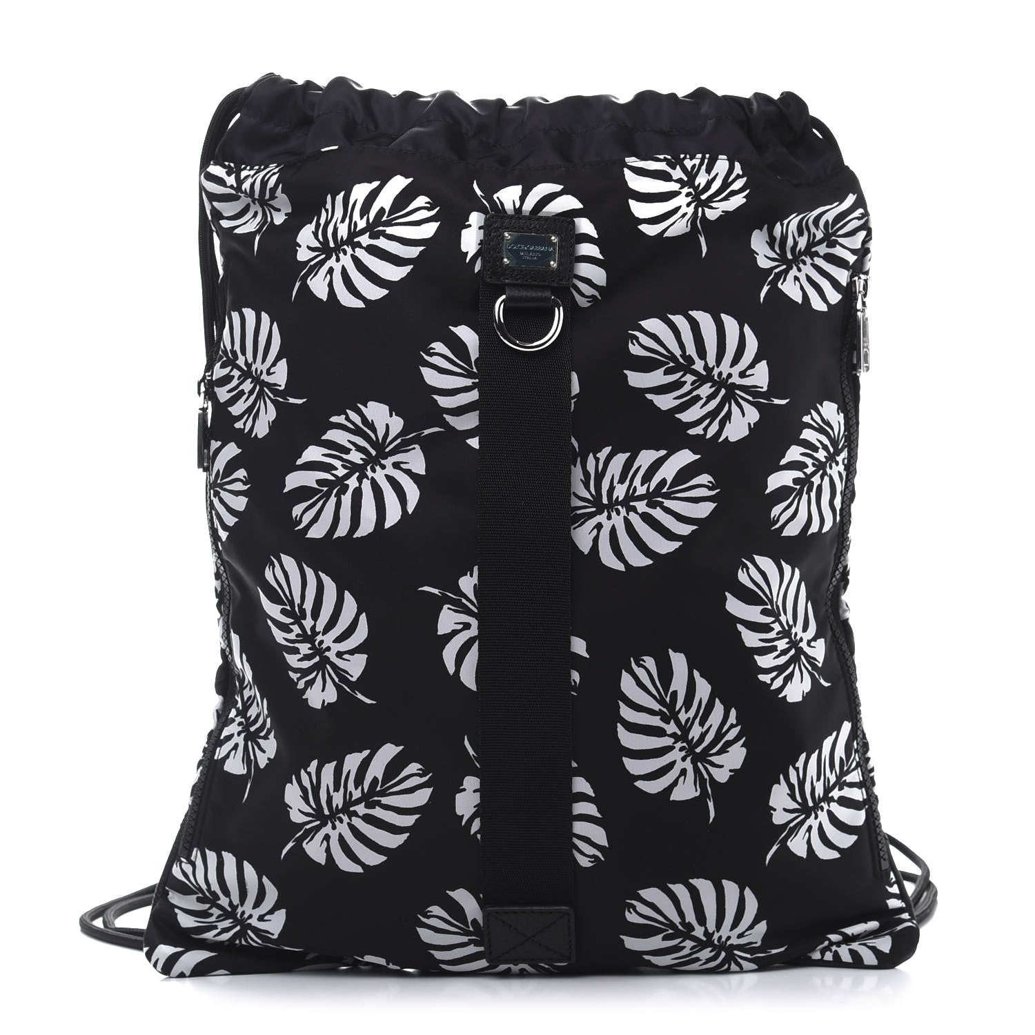 Dolce & Gabbana Nylon Palm Drawstring Backpack Black 1 of 9
