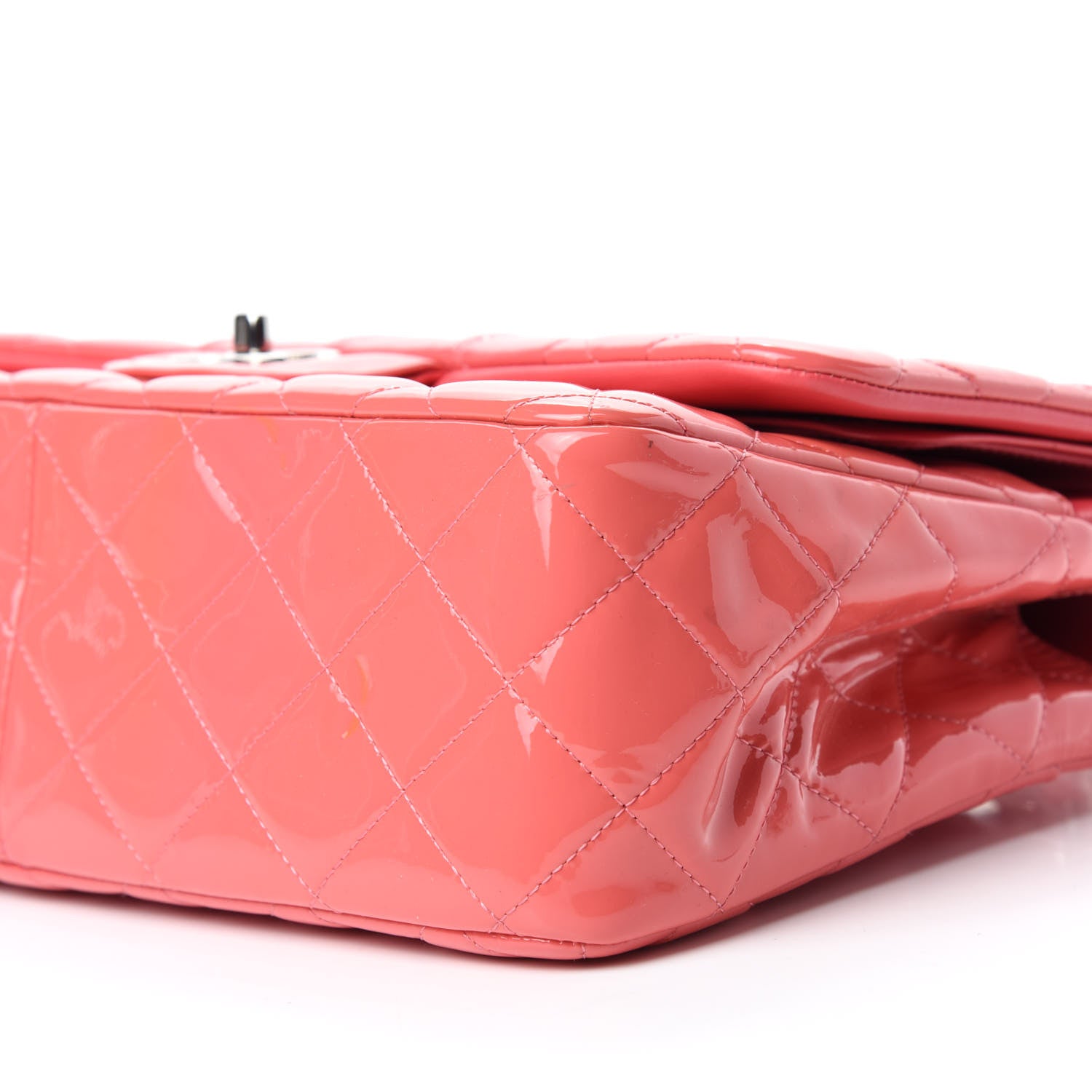 Chanel Patent Quilted Jumbo Double Flap Pink 7 of 12