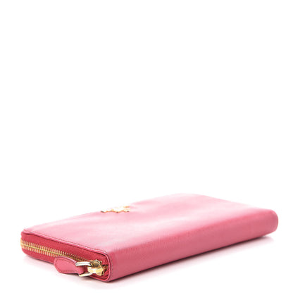 Prada Saffiano Zip Around Wallet Peonia 4 of 19