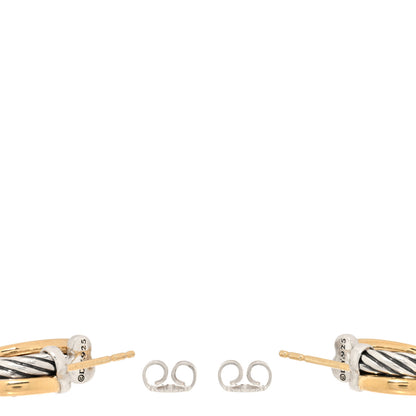 David Yurman Sterling Silver 18K Yellow Gold 17mm Crossover Cable Hoop Earrings 3 of 4