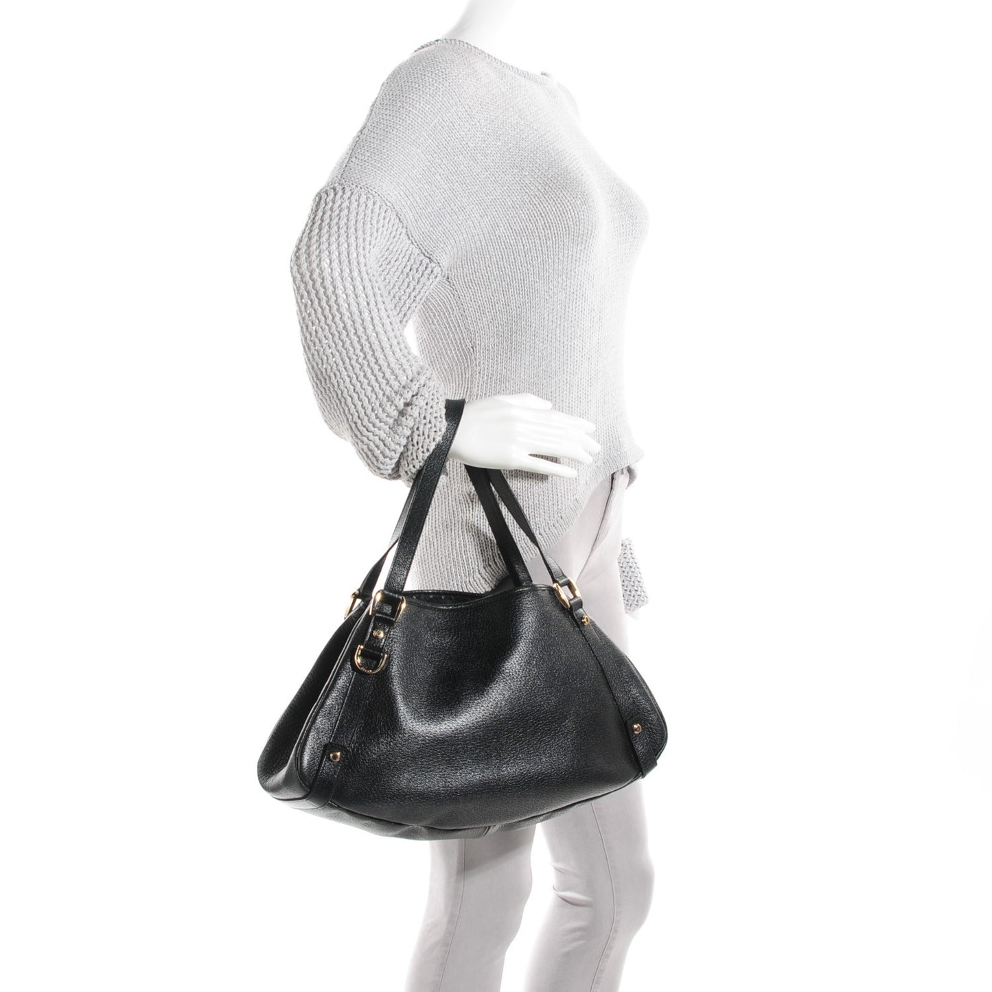 Calfskin Medium Abbey Shoulder Bag Black