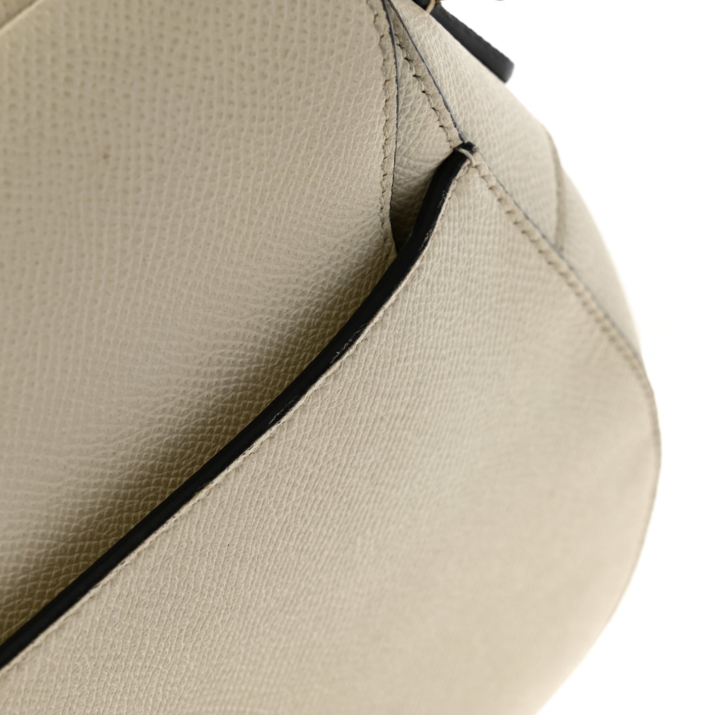 Grained Calfskin Saddle Bag White