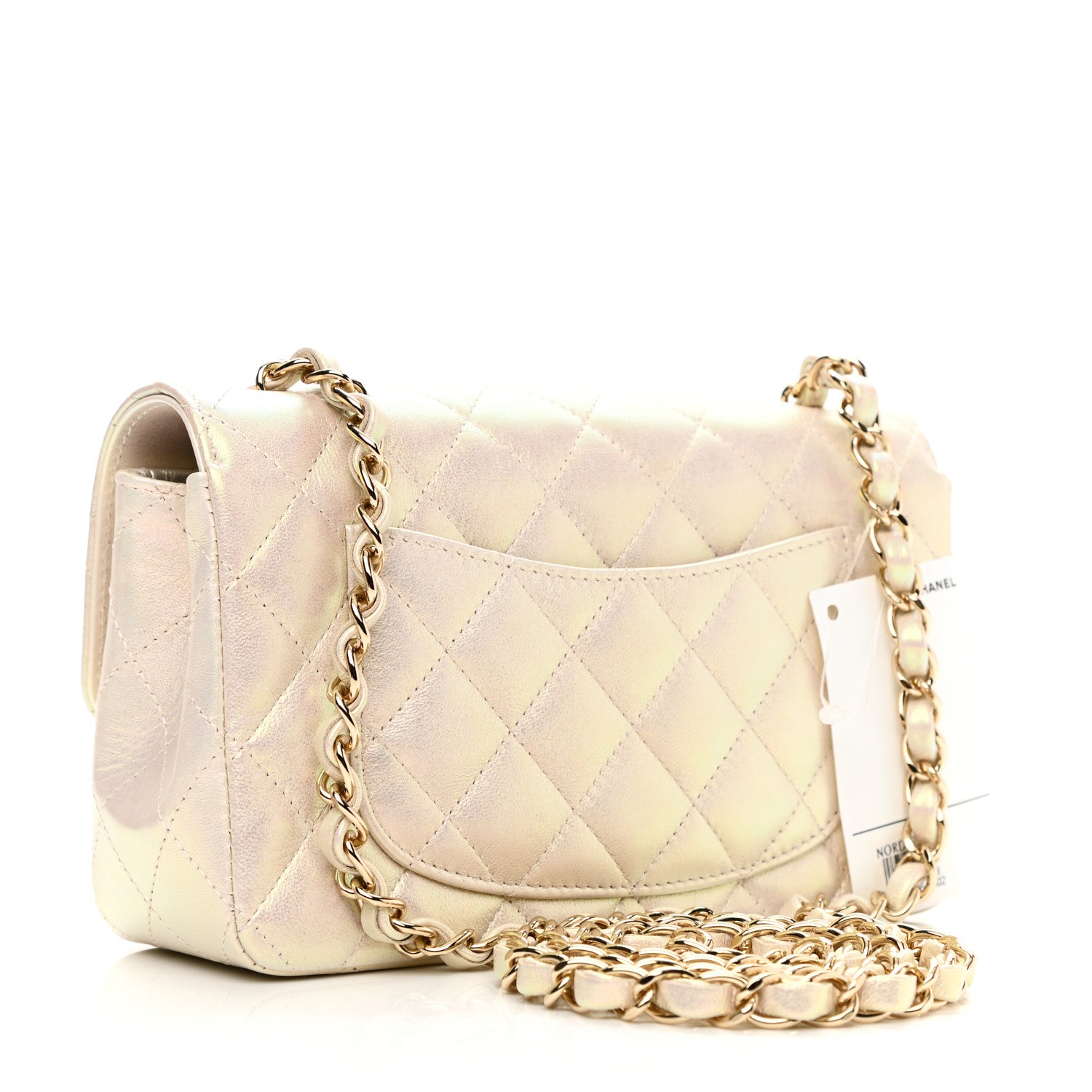 Chanel Iridescent Lambskin Quilted Mini Rectangular Flap Ivory 3 of 12