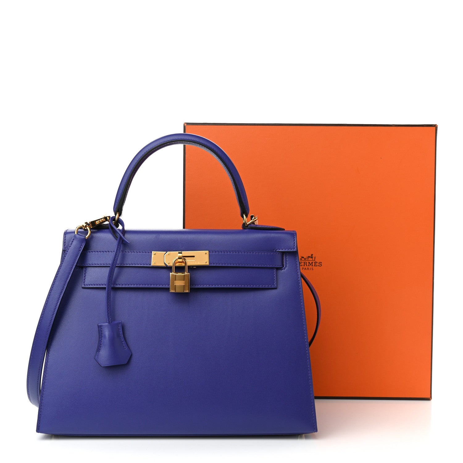Hermes Tadelakt Kelly Sellier 28 Bleu Electrique 13 of 13