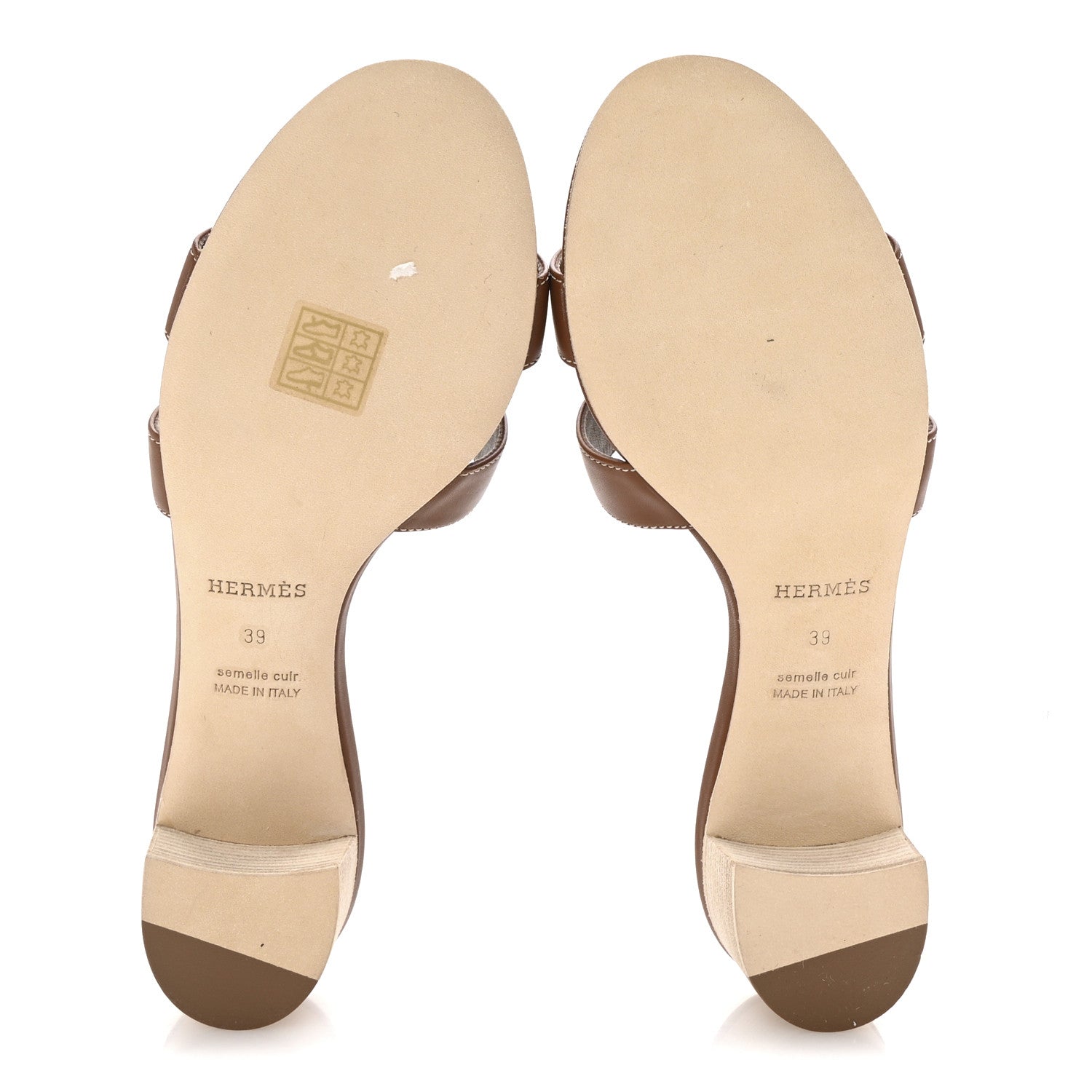 Hermes Calfskin Oasis Sandals 39 Gold 6 of 9