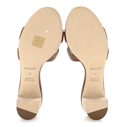 Hermes Calfskin Oasis Sandals 39 Gold 6 of 9