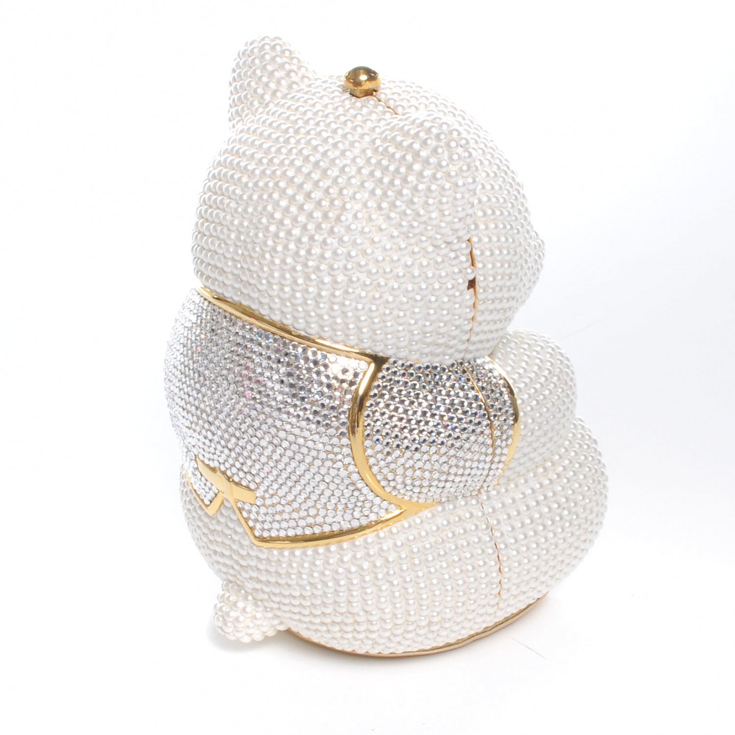 Judith Leiber Pearl Crystal Sweetheart Bear Minaudiere Clutch White 4 of 11