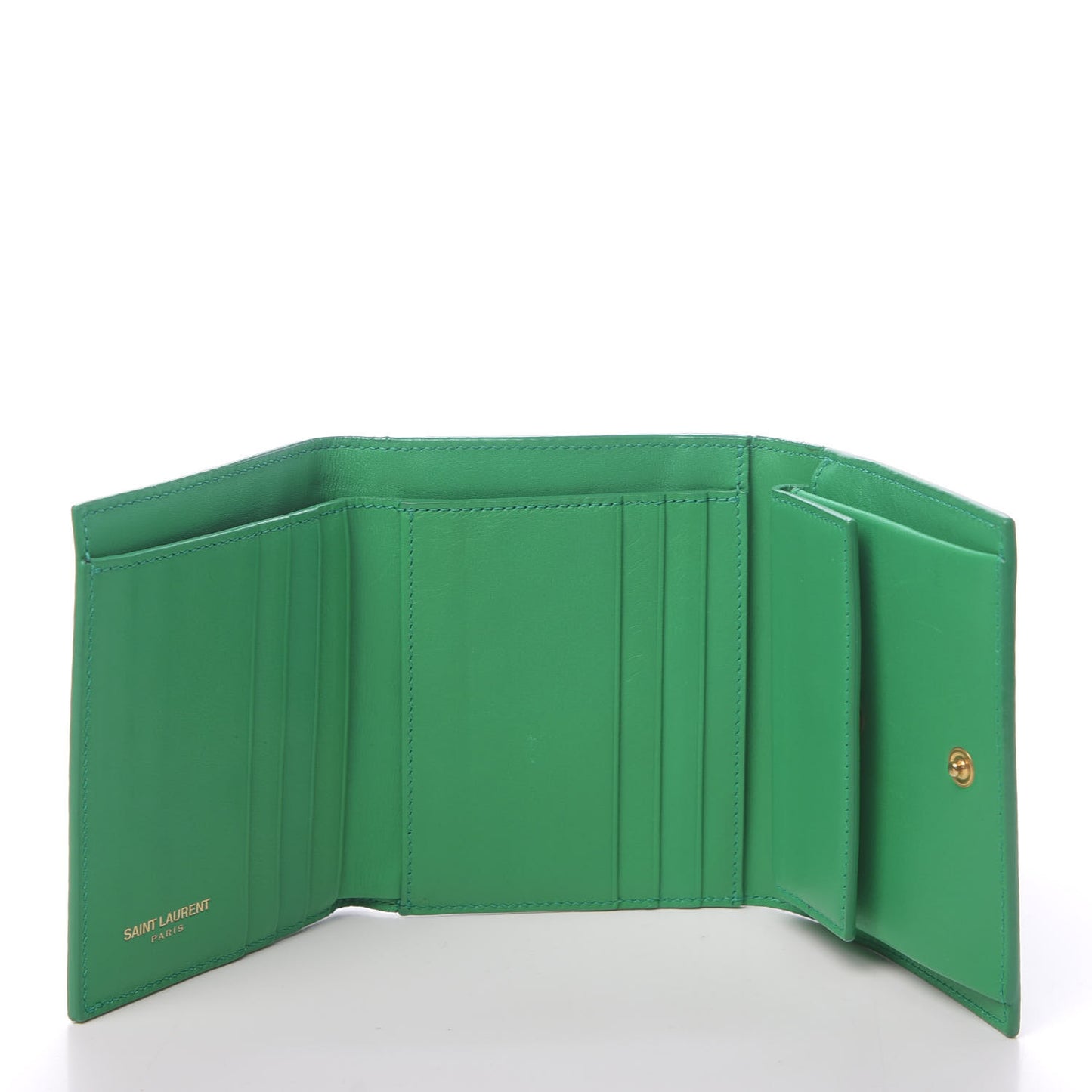 Calfskin Classic Y Compact Wallet Green
