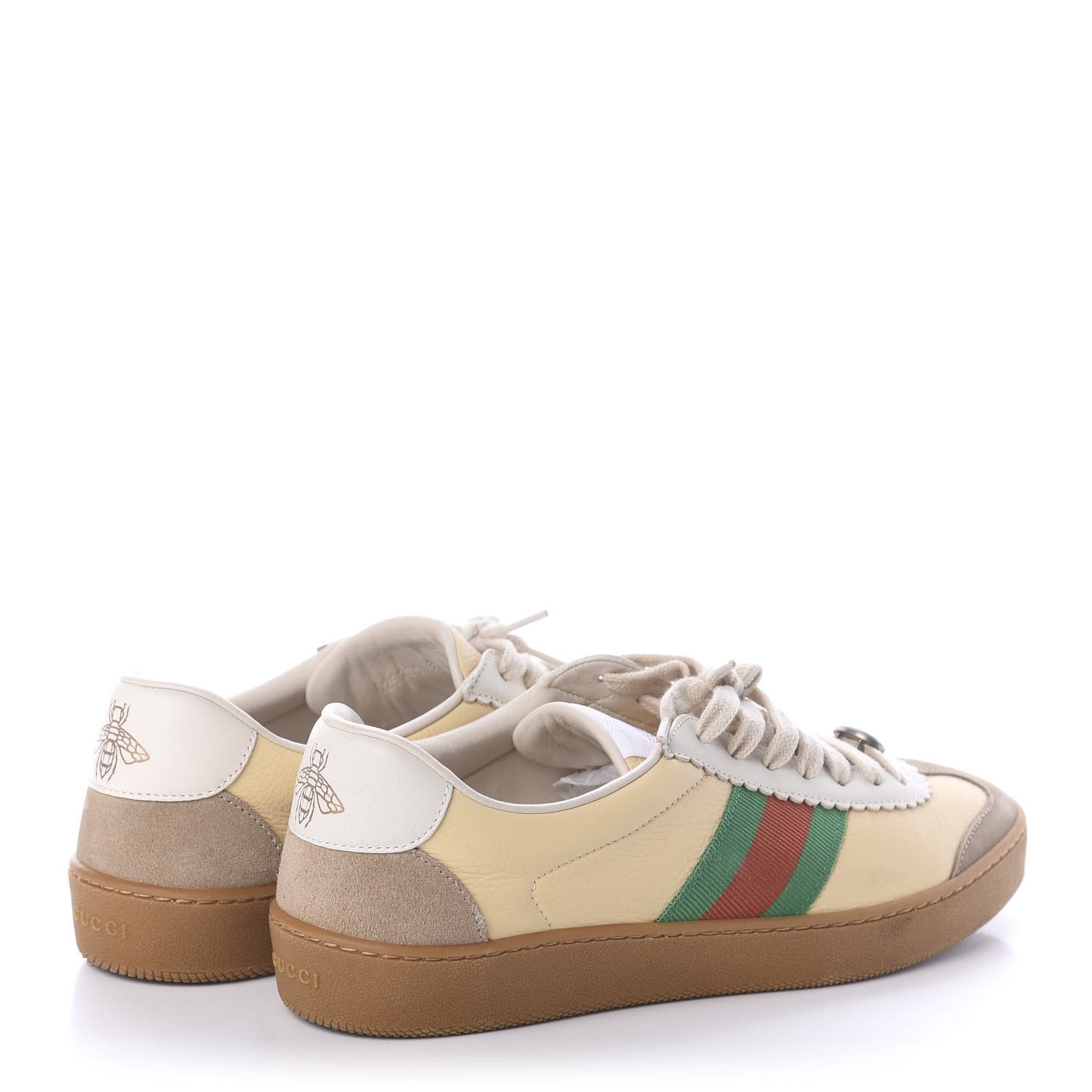 Calfskin Suede Web Womens G74 Sneakers 39.5 Oatmeal Burro New Mystic White