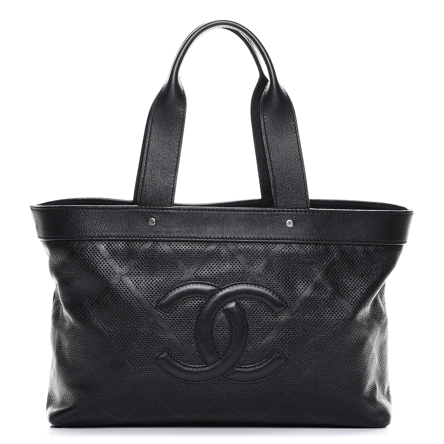 Goatskin Perforated Large CC Tote Black