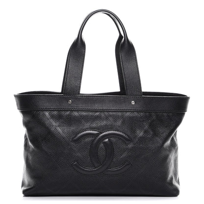 Chanel Goatskin Perforated Large CC Tote Black 1 of 11