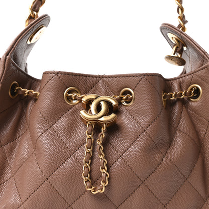 Chanel Caviar Quilted Mini Chanel 25 Handbag Brown 8 of 10