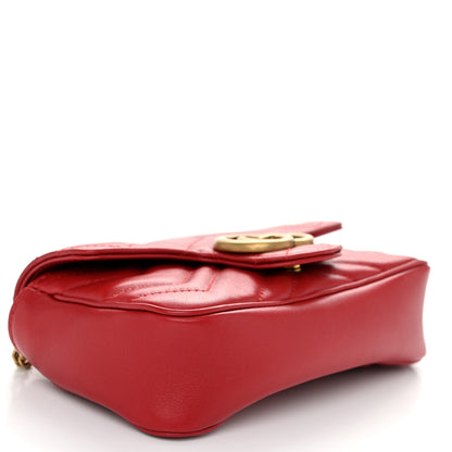 Gucci Calfskin Matelasse Super Mini GG Marmont Shoulder Bag Hibiscus Red 4 of 11